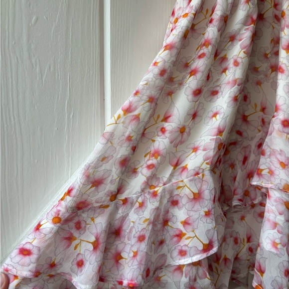 Karina Grimaldi Floral Silk V-Neck mini Dress Size Medium - Picture 4 of 10